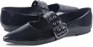 ADAMUMU Rhinestone Flats for Women Sparkly Crystals Ballerina Shoes Crystals Sparkly Mary Jane Flats Round Toe Buckle Strap Design Comfortable and Non Slip Sole Flat for Daily Wear and Work