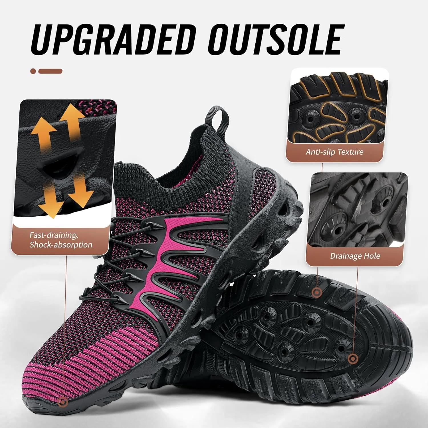 Alibress Water Shoes for Women Men Quick-Dry Aqua Shoes Men's Hiking Water Shoes Women's Beach Shoes Lightweight Water Sports Shoes for Swimming Fishing Kayaking