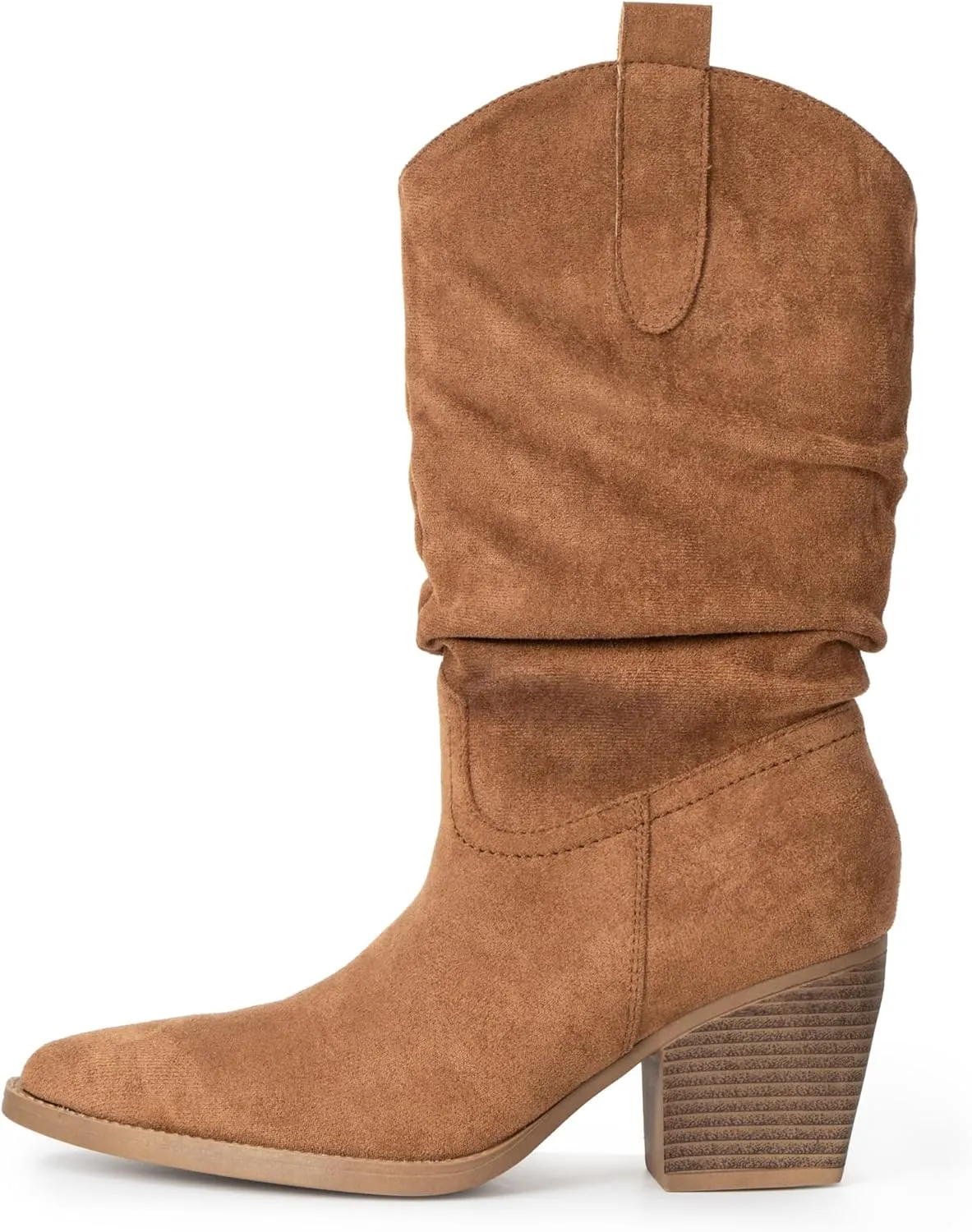 Alpine Swiss Kayla Womens Western Slouch Boots Mid Calf Block Heel Cowboy Booties