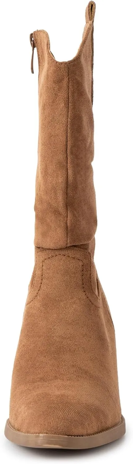 Alpine Swiss Kayla Womens Western Slouch Boots Mid Calf Block Heel Cowboy Booties
