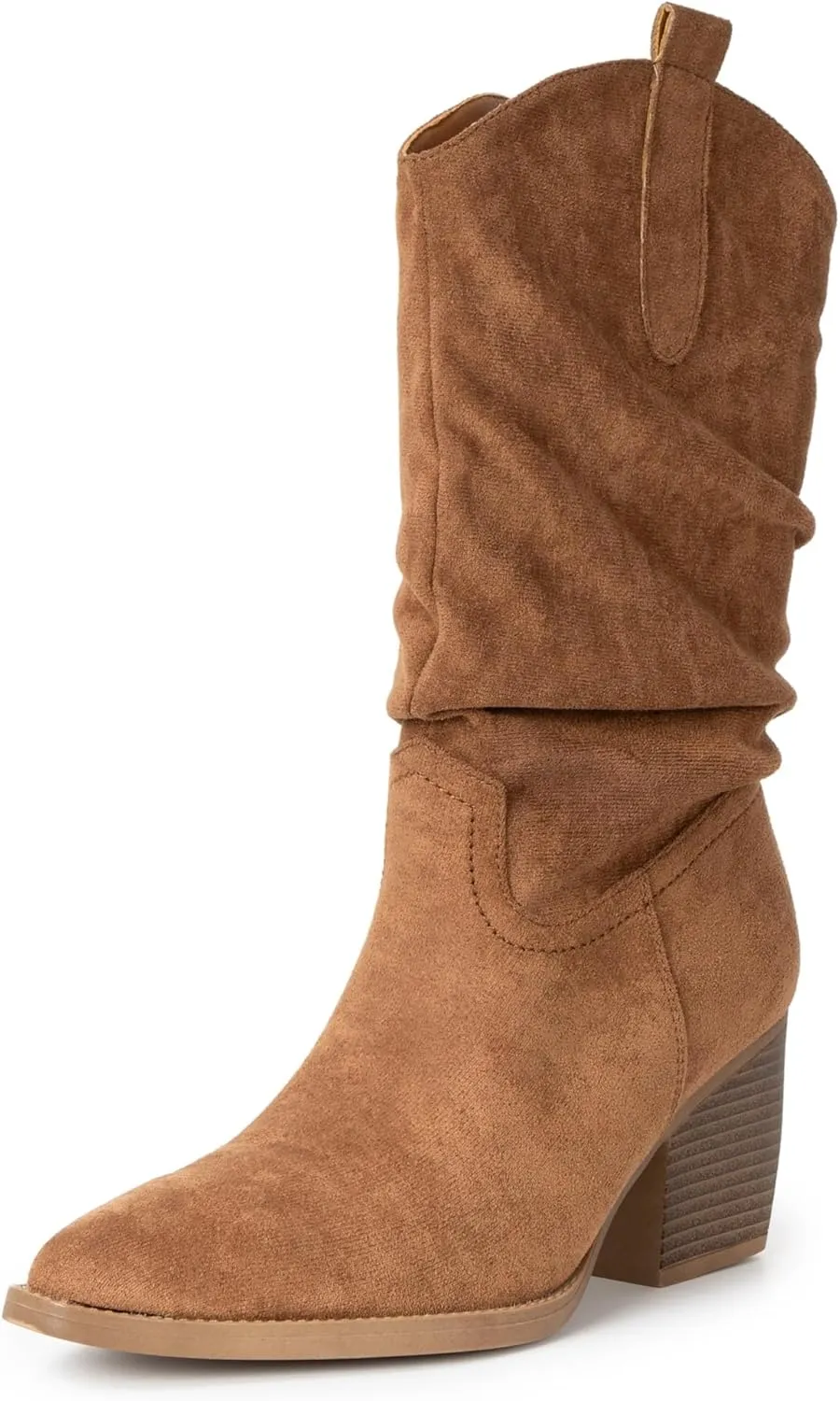 Alpine Swiss Kayla Womens Western Slouch Boots Mid Calf Block Heel Cowboy Booties