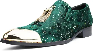 Amali Chaz, Men's Slippers - Loafers Men Slip on Shoes - Mens Casual Shoes - Man Made Velvet, Tuxedo Shoes - Metal Gold Chain Tassel & Gold Metal Tip, Dress Shoes - Gift