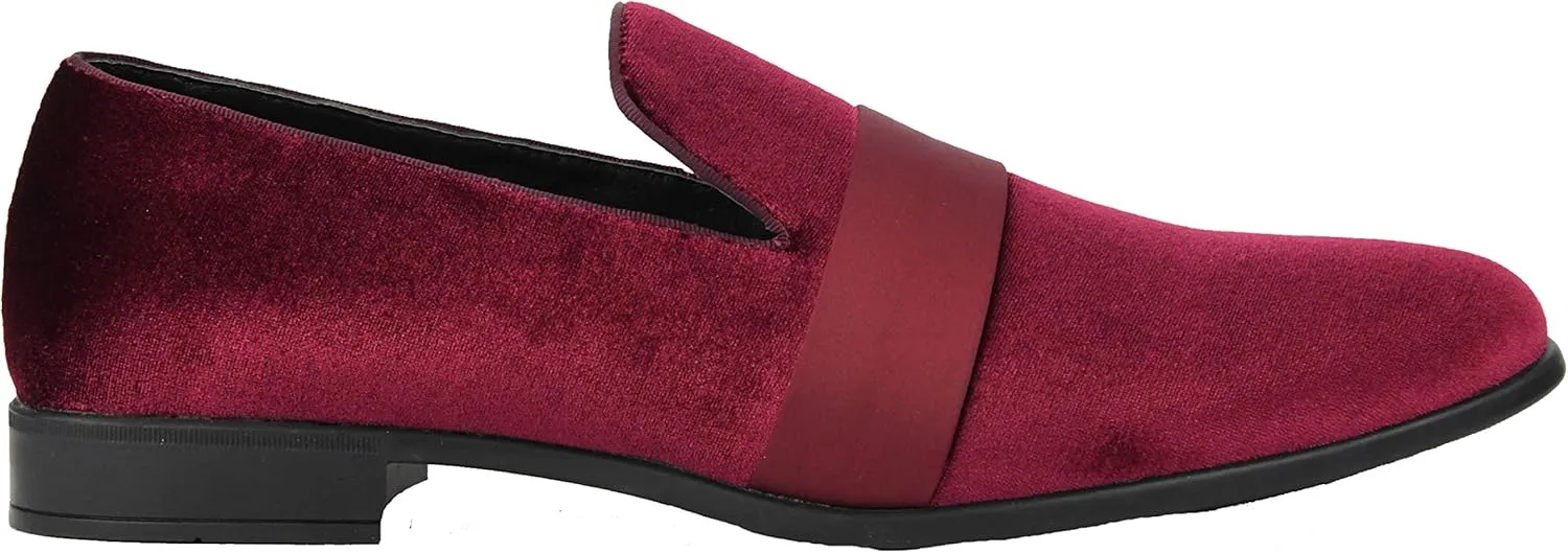 Amali King - Men's Slippers - Mens Loafers - Designer Shoes for Men - Tuxedo Shoes - Velvet Loafers Men - Embossed Paisley Pattern, Satin Band and Trim