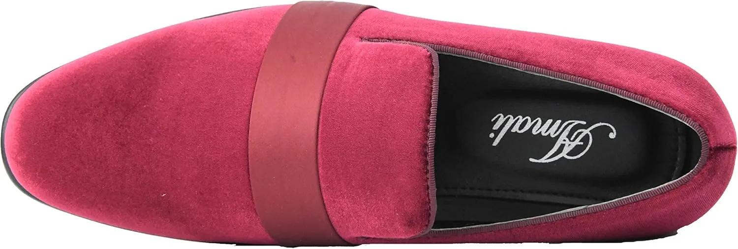 Amali King - Men's Slippers - Mens Loafers - Designer Shoes for Men - Tuxedo Shoes - Velvet Loafers Men - Embossed Paisley Pattern, Satin Band and Trim