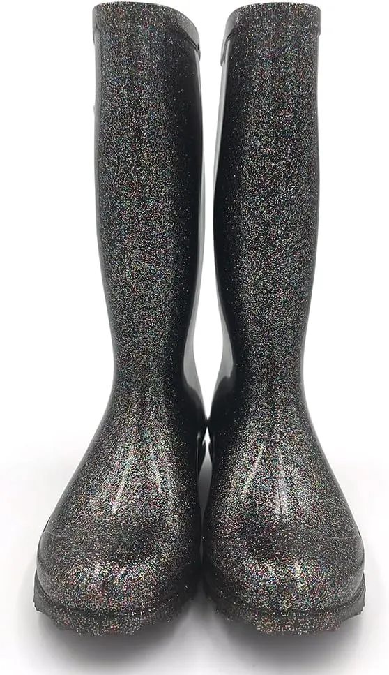 Amoji Gril Glitter Easy On Rain Boots Rubber Waterproof Boots (Little Kid/Big Kid)