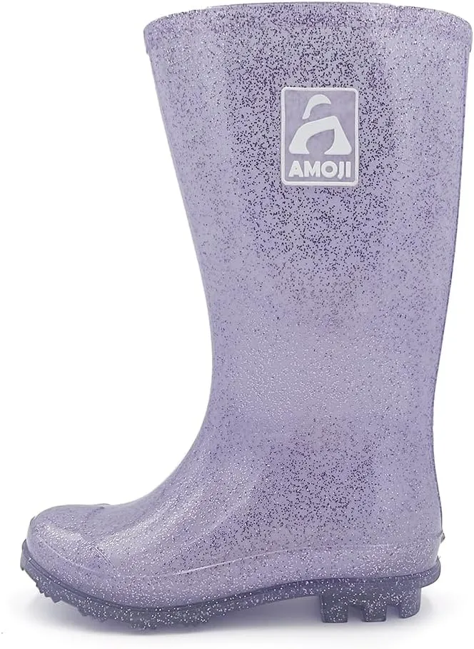 Amoji Gril Glitter Easy On Rain Boots Rubber Waterproof Boots (Little Kid/Big Kid)