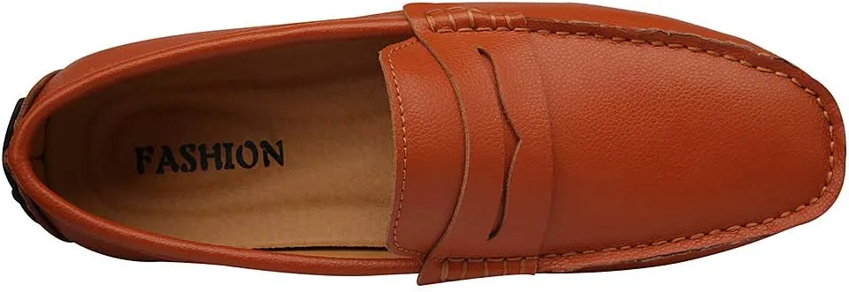 ANUFER Mens Faux Leather Stylish Moccasin Slippers Penny Loafers