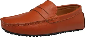 ANUFER Mens Faux Leather Stylish Moccasin Slippers Penny Loafers