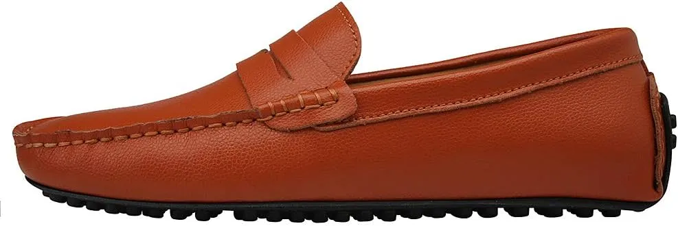 ANUFER Mens Faux Leather Stylish Moccasin Slippers Penny Loafers