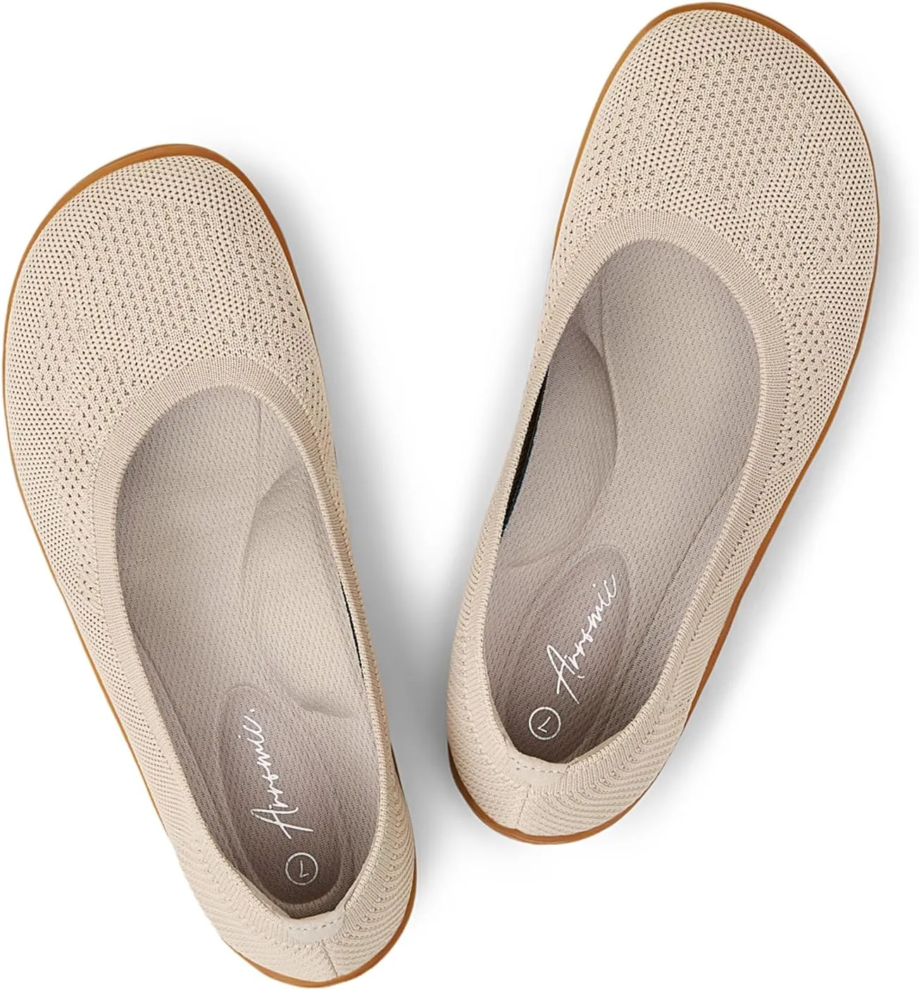 Arromic Wide Toe Box Ballet Flats Shoes for Women Slip on Knit Dressy Shoes Washable Soft Ballerina Lightweight Ladies Walking Flat