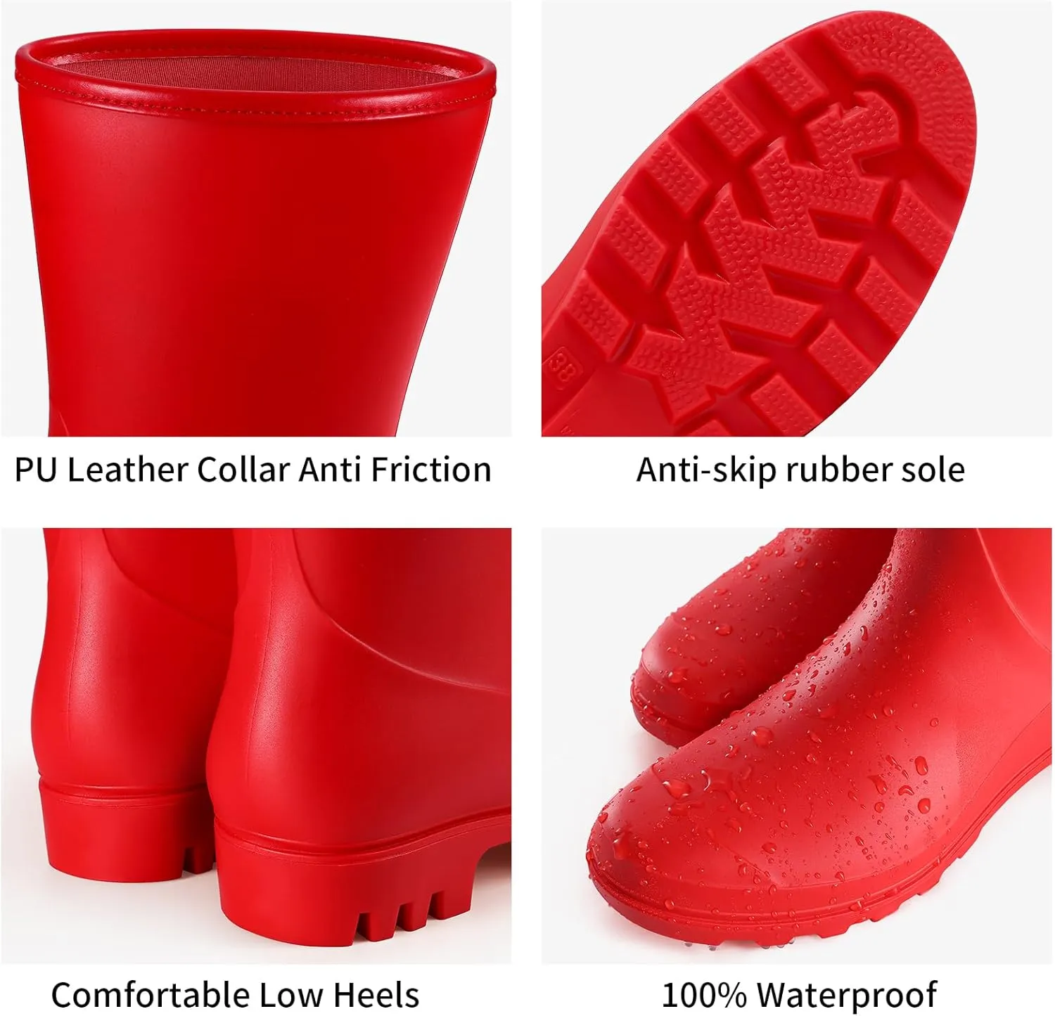 Asgard Women's Mid Calf Rain Boots Waterproof Garden Shoes Slip on Rubber Boots