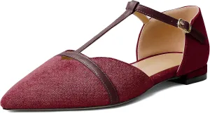 AUMOTED Women's Mary Jane Flat Pointed Toe Flats Low Heel D'Orsay Slip-on Pumps Casual Walking Shoes