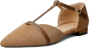AUMOTED Women's Mary Jane Flat Pointed Toe Flats Low Heel D'Orsay Slip-on Pumps Casual Walking Shoes