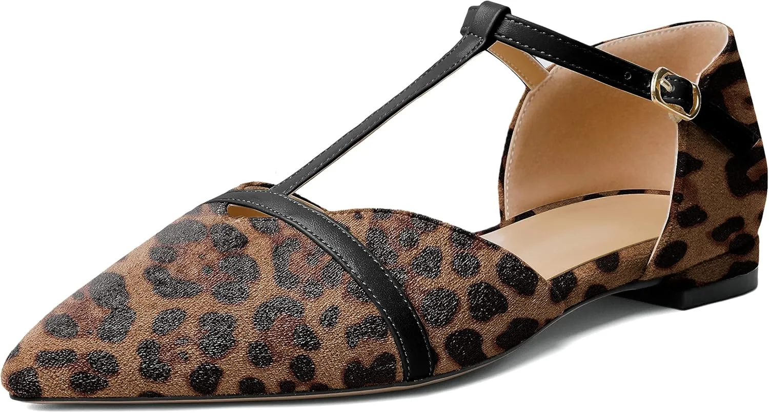 AUMOTED Women's Mary Jane Flat Pointed Toe Flats Low Heel D'Orsay Slip-on Pumps Casual Walking Shoes