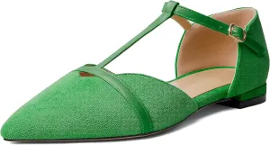 AUMOTED Women's Mary Jane Flat Pointed Toe Flats Low Heel D'Orsay Slip-on Pumps Casual Walking Shoes
