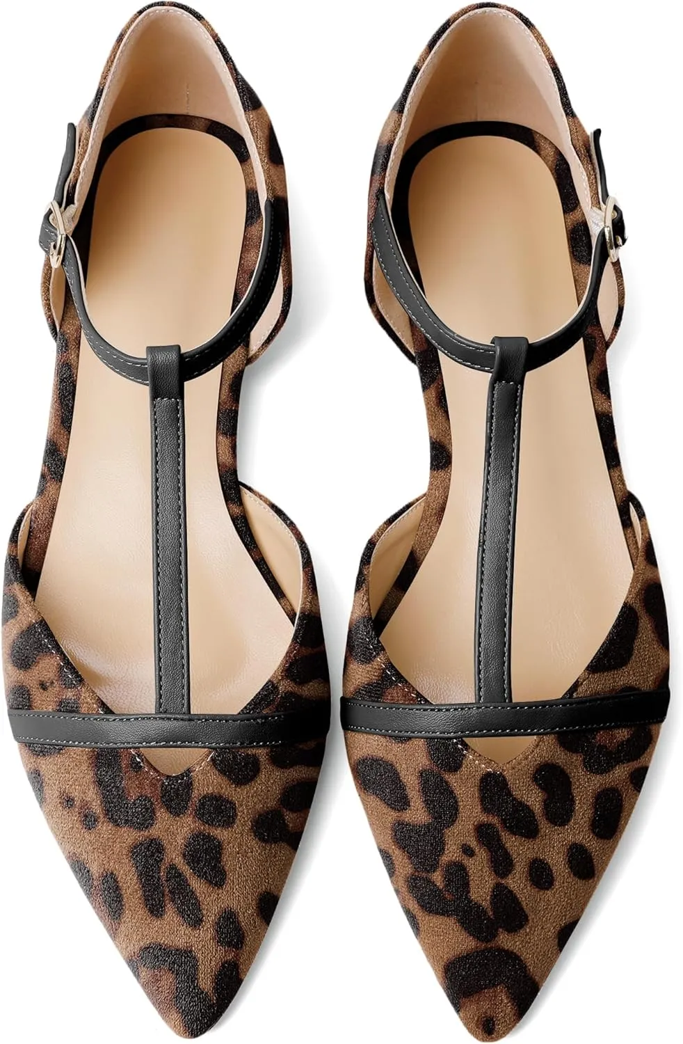 AUMOTED Women's Mary Jane Flat Pointed Toe Flats Low Heel D'Orsay Slip-on Pumps Casual Walking Shoes