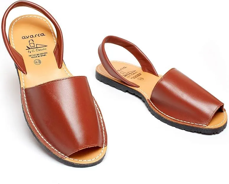 Avarca Leather Flat Sandals for Women - Made in Spain - Peep Toe Womens Sandals, Perfect Beach Essentials - Comfortable Spanish Women's Shoes for Every Occasion, Handmade Slingback Shoes