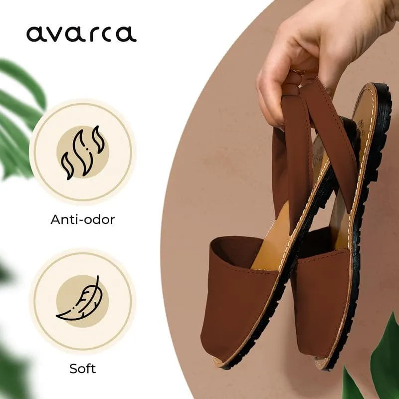 Avarca Leather Flat Sandals for Women - Made in Spain - Peep Toe Womens Sandals, Perfect Beach Essentials - Comfortable Spanish Women's Shoes for Every Occasion, Handmade Slingback Shoes
