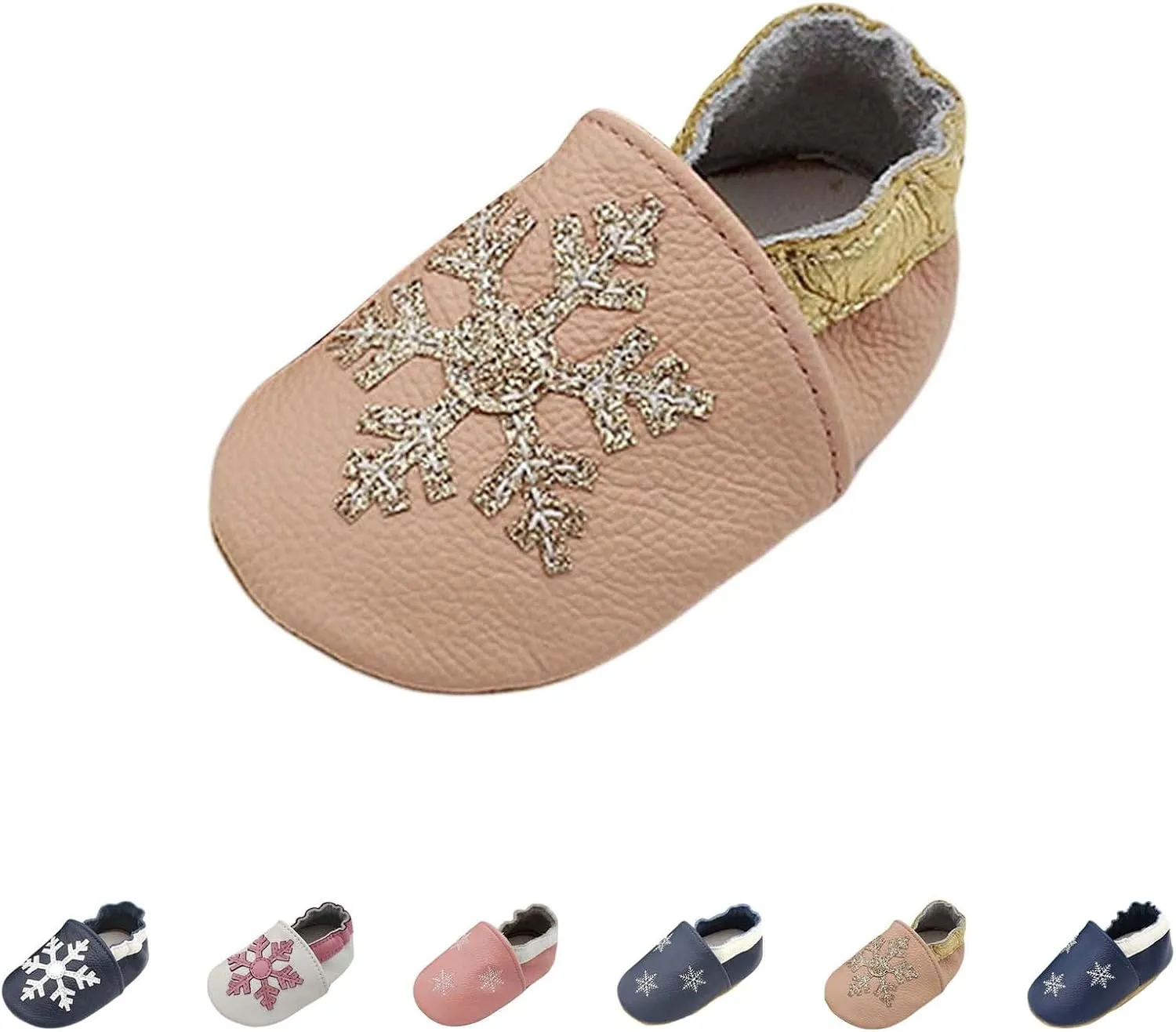 Baby Girls Baby Boys Christmas Flat Shoes Toddler Soft Sole Shoes First Walking 𝗖rib Shoes Flat Snowflakes Print Shoes