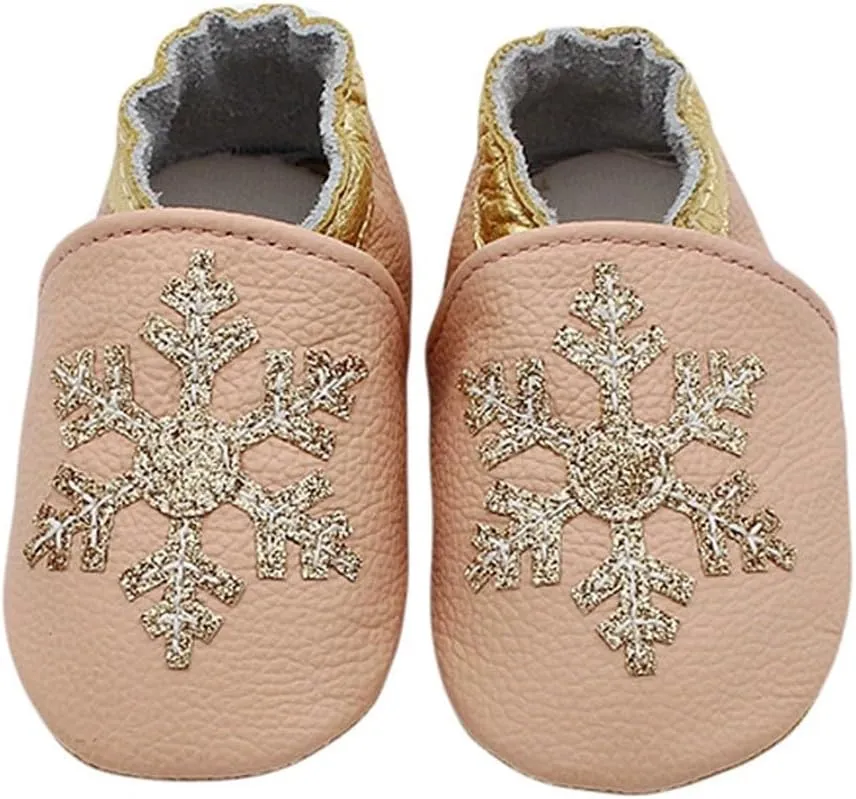 Baby Girls Baby Boys Christmas Flat Shoes Toddler Soft Sole Shoes First Walking 𝗖rib Shoes Flat Snowflakes Print Shoes