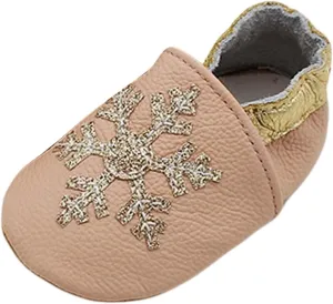 Baby Girls Baby Boys Christmas Flat Shoes Toddler Soft Sole Shoes First Walking 𝗖rib Shoes Flat Snowflakes Print Shoes