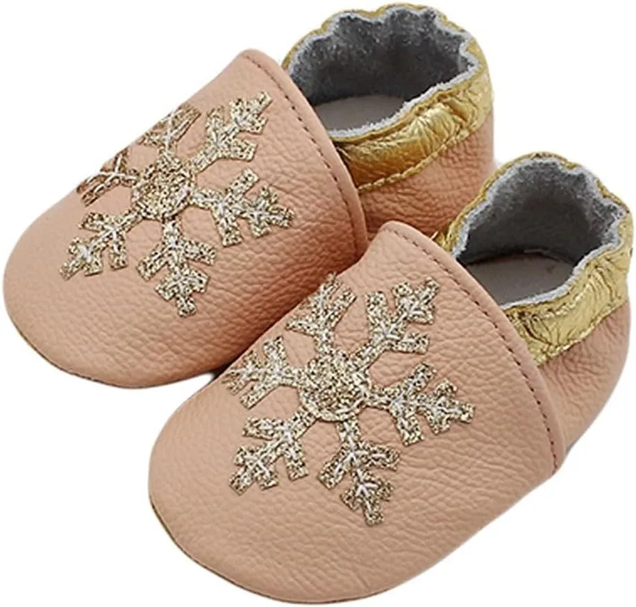 Baby Girls Baby Boys Christmas Flat Shoes Toddler Soft Sole Shoes First Walking 𝗖rib Shoes Flat Snowflakes Print Shoes