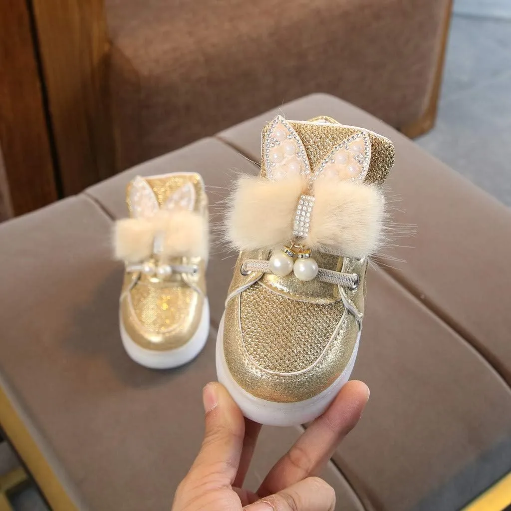 Baby Toddler Boys Girl LED Light Up Casual Shoes 1-7 Years Old Kids Cartoon Rabbit Luminous Sport Shoes Sneakers