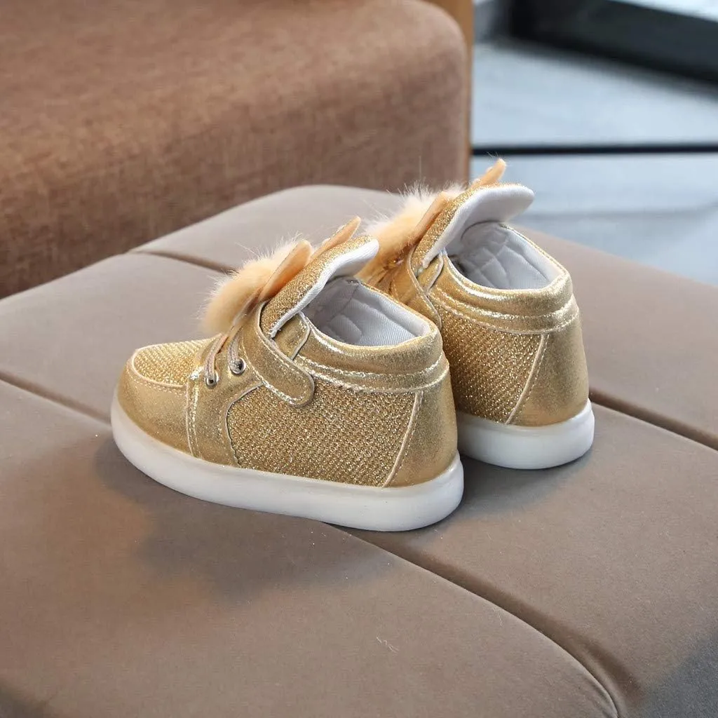 Baby Toddler Boys Girl LED Light Up Casual Shoes 1-7 Years Old Kids Cartoon Rabbit Luminous Sport Shoes Sneakers