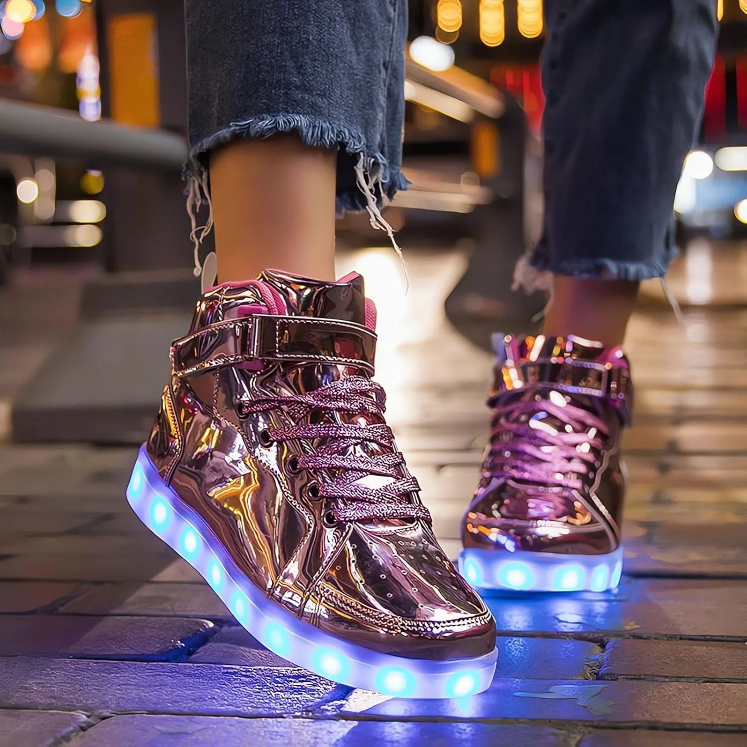 Big Kids Adult Light Up Trainers Luminous Sneakers Boys Girls USB Charging Led High Top Flashing Shoes Xmas