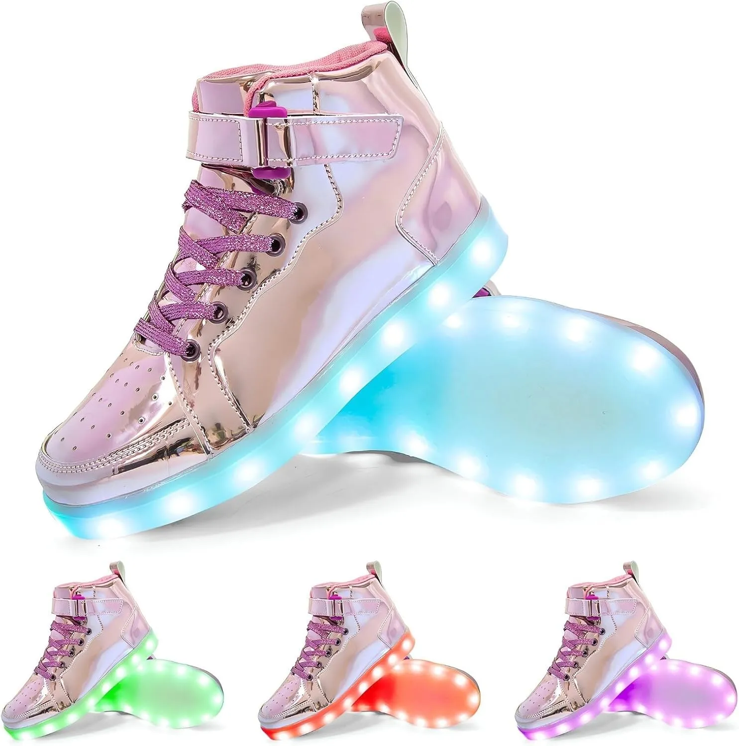 Big Kids Adult Light Up Trainers Luminous Sneakers Boys Girls USB Charging Led High Top Flashing Shoes Xmas