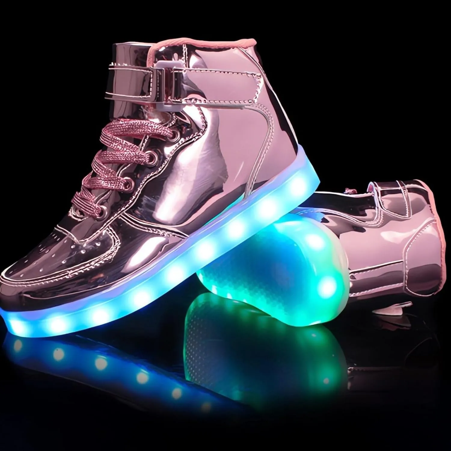 Big Kids Adult Light Up Trainers Luminous Sneakers Boys Girls USB Charging Led High Top Flashing Shoes Xmas