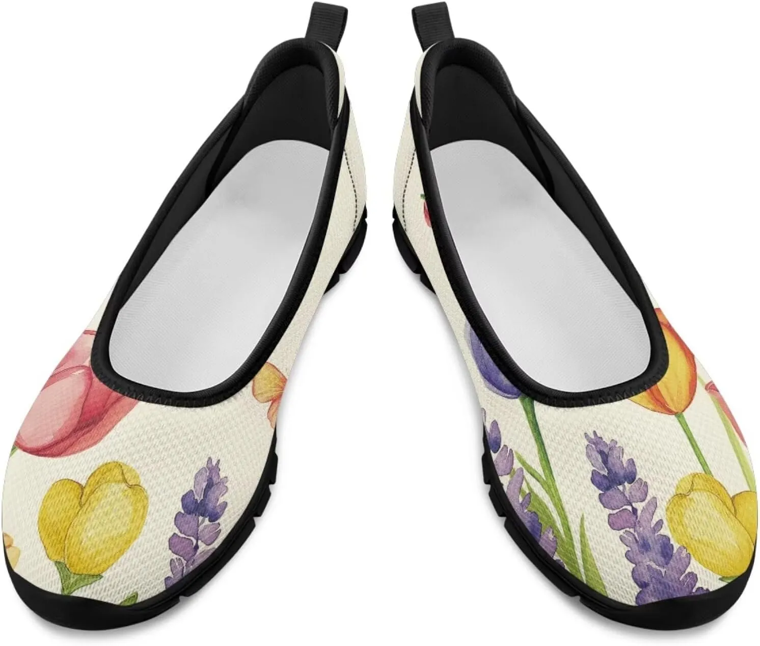 Binienty Women's Ballet Flats Shoes Round Toe Box Slip On Walking Sneakers Arch Support Road Running Shoe