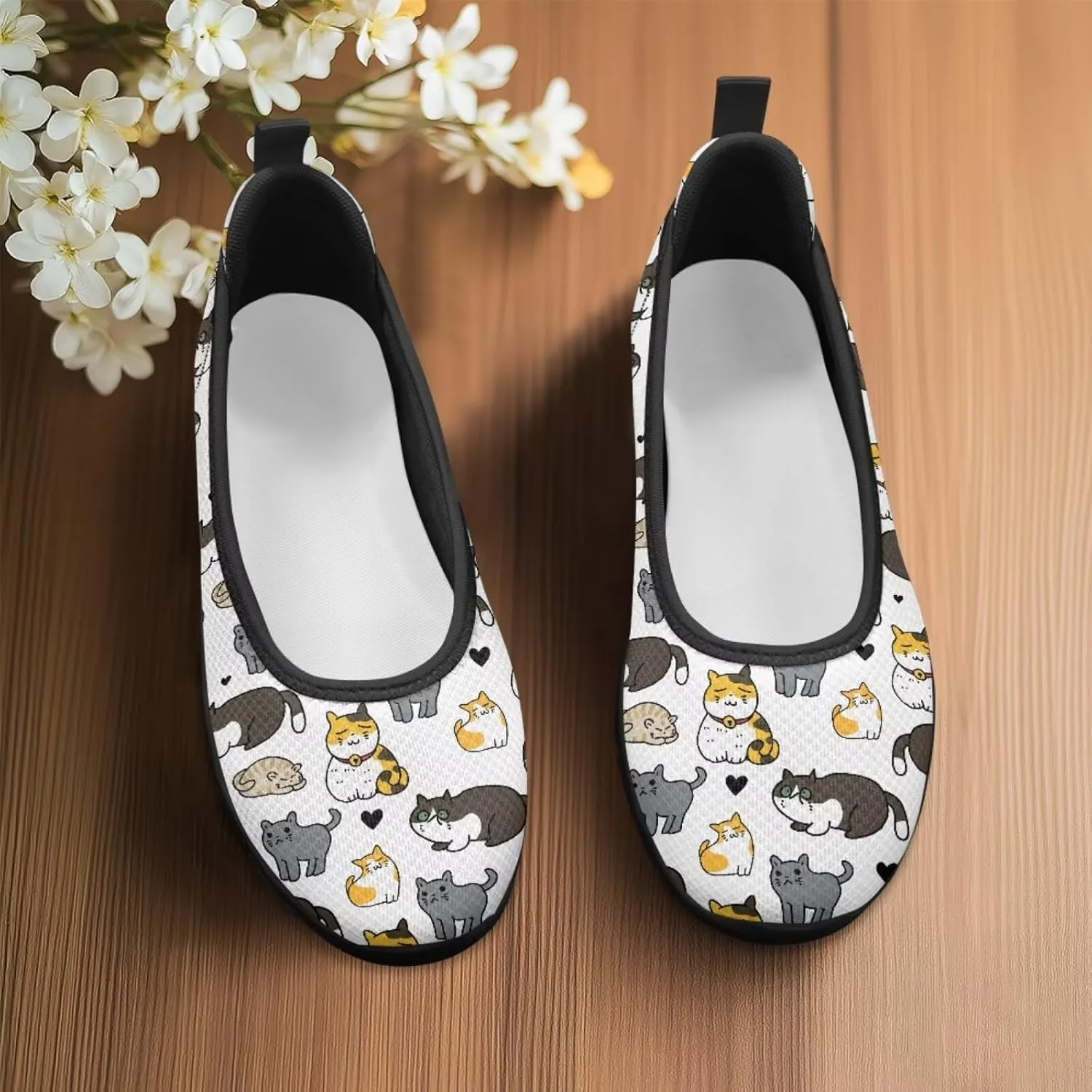 Binienty Women's Wide Toe Box Flats Slip on Dress Walking Comfort Shoe Breatheble Knit Ballet Flat for Women Outdoor