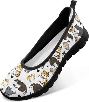 Binienty Women's Wide Toe Box Flats Slip on Dress Walking Comfort Shoe Breatheble Knit Ballet Flat for Women Outdoor