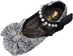 Black Shoes for Girls,Girls Baby Infant Crystal Princess Shoes Bling Pearl Sandals Shoes Kids Dancing Shoes