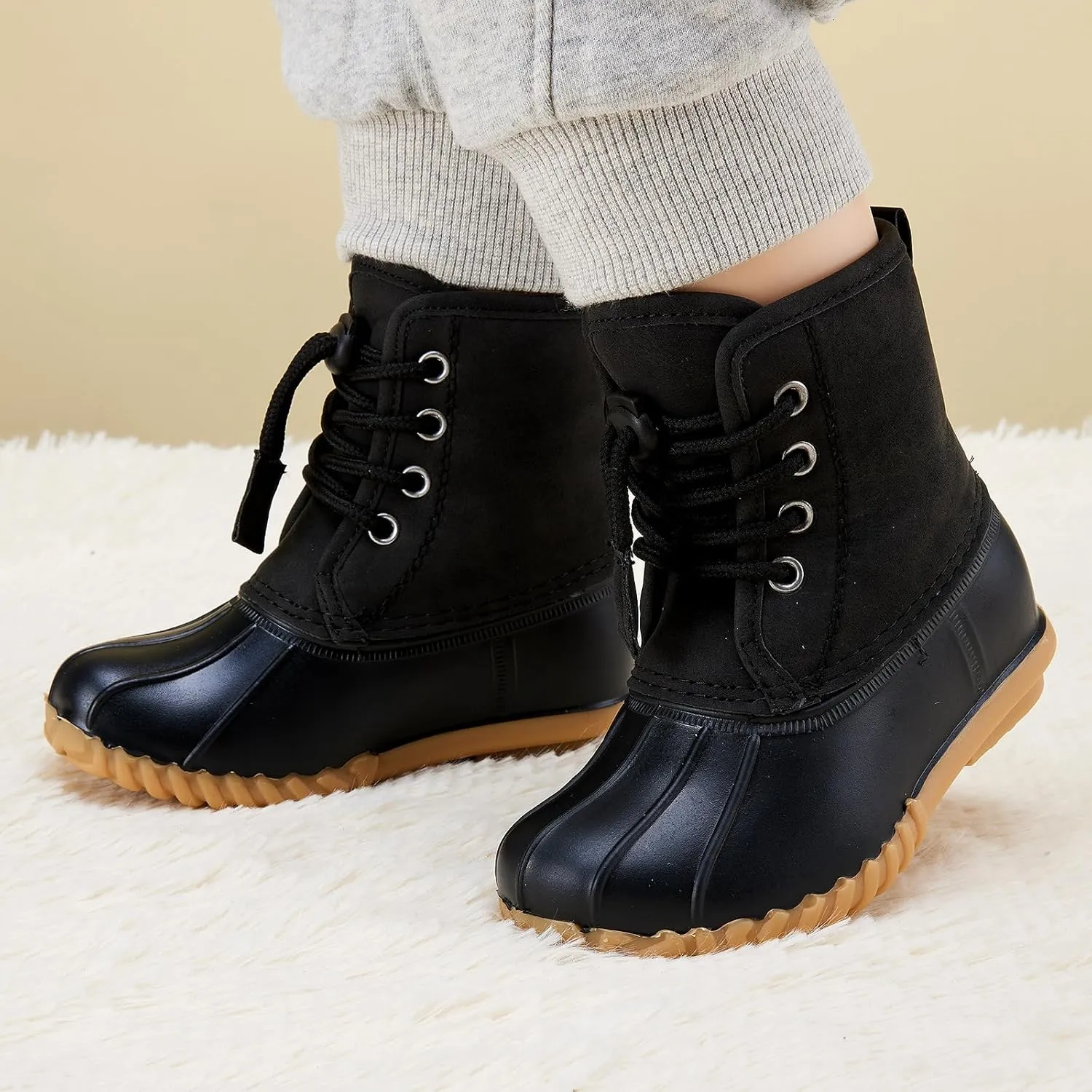 BMCiTYBM Toddler Winter Boots Waterproof Duck Snow Boots Boys Girls High Top Outdoor Warm Shoes for Cold Weather (Toddler/Little Kids)