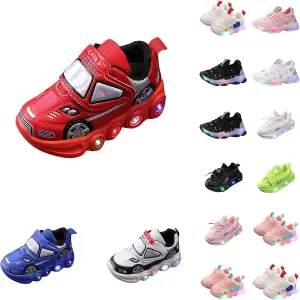 Boys Girls Light Up Shoes LED Canvas Cartoo𝚗 Casual Sneakers for Toddler Little Kid Toddler Light Up Shoes Boys (A4-Red, 10.5 Little Child)