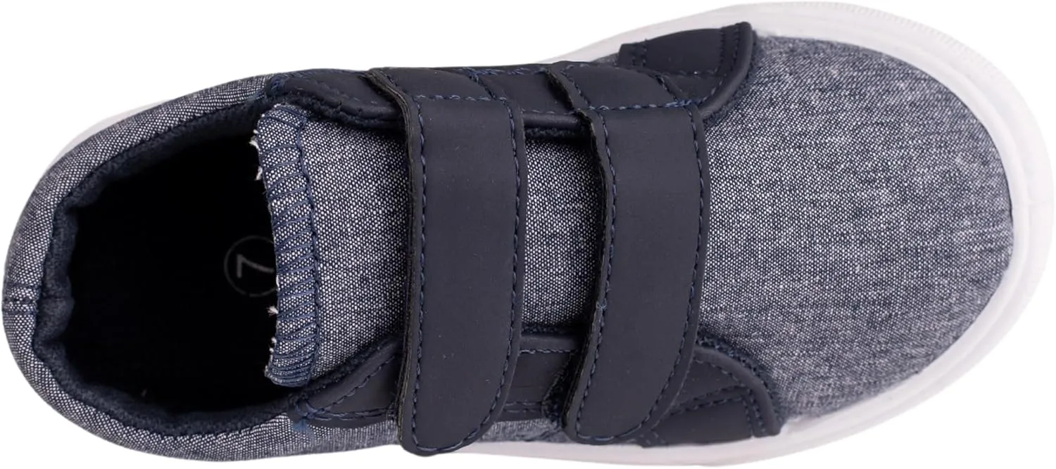 Boys Toddler Canvas Shoes Slip Ons or Dual Hook and Loops, Comfortable Light Weight