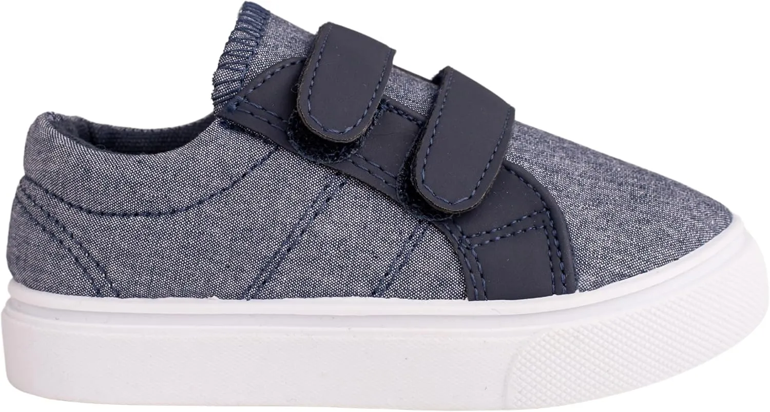 Boys Toddler Canvas Shoes Slip Ons or Dual Hook and Loops, Comfortable Light Weight