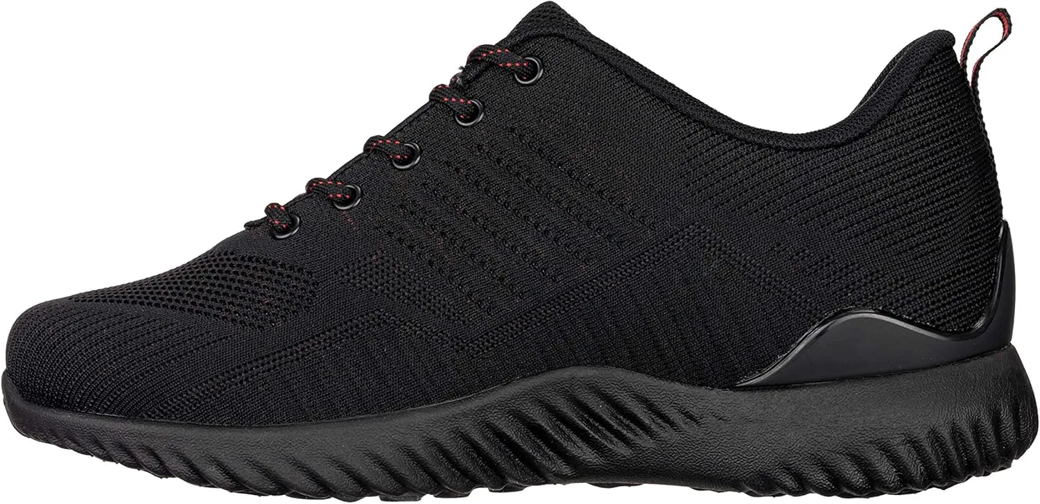 CALTO Men's Invisible Height Increasing Elevator Shoes - Black/Red Ultra Lightweight Sporty Sneakers - 2.6 Inches Taller - Q211 - Size 10 D(M) US