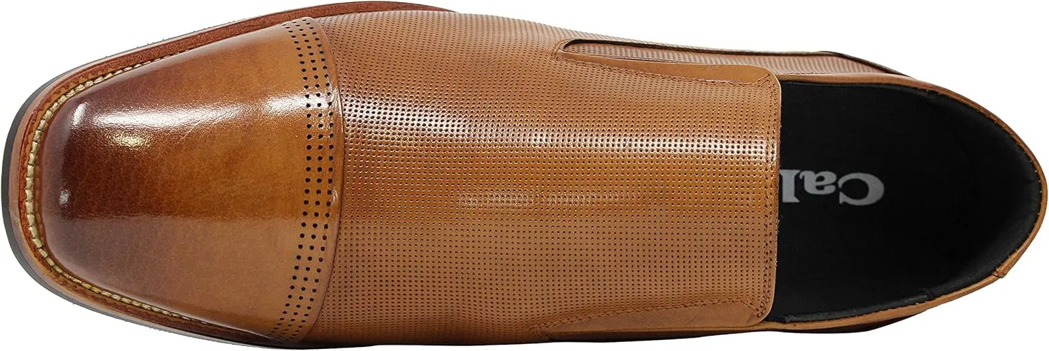CALTO Men's Invisible Height Increasing Elevator Shoes - Brown Premium Leather Slip-on Formal Loafers - 3 Inches Taller - Y10658 - Size 6.5 D(M) US
