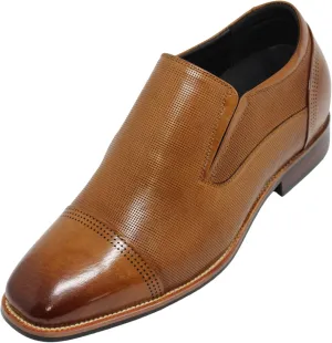 CALTO Men's Invisible Height Increasing Elevator Shoes - Brown Premium Leather Slip-on Formal Loafers - 3 Inches Taller - Y10658 - Size 6.5 D(M) US