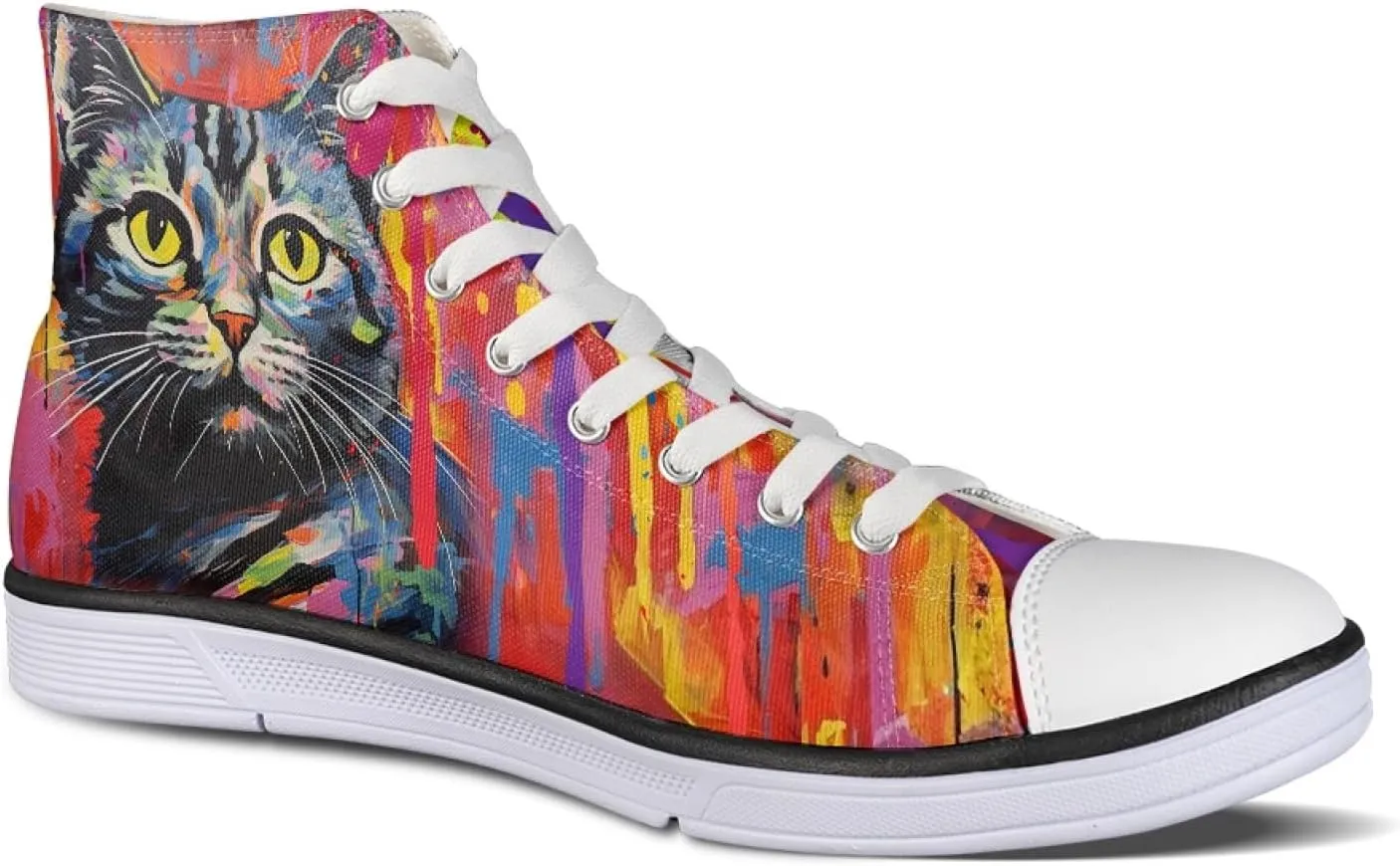 Canvas Shoes for Women Lightweight High Top Sneakers Teens Girls Cute Printed Lace Up Casual Classic Walking Shoes