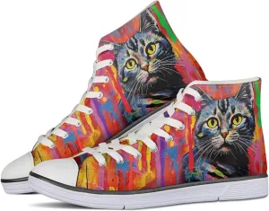Canvas Shoes for Women Lightweight High Top Sneakers Teens Girls Cute Printed Lace Up Casual Classic Walking Shoes