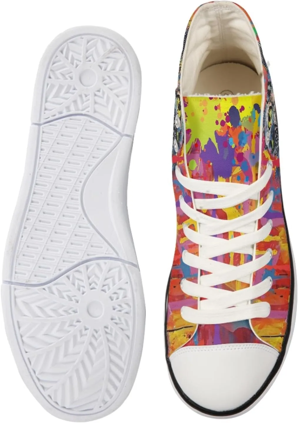 Canvas Shoes for Women Lightweight High Top Sneakers Teens Girls Cute Printed Lace Up Casual Classic Walking Shoes