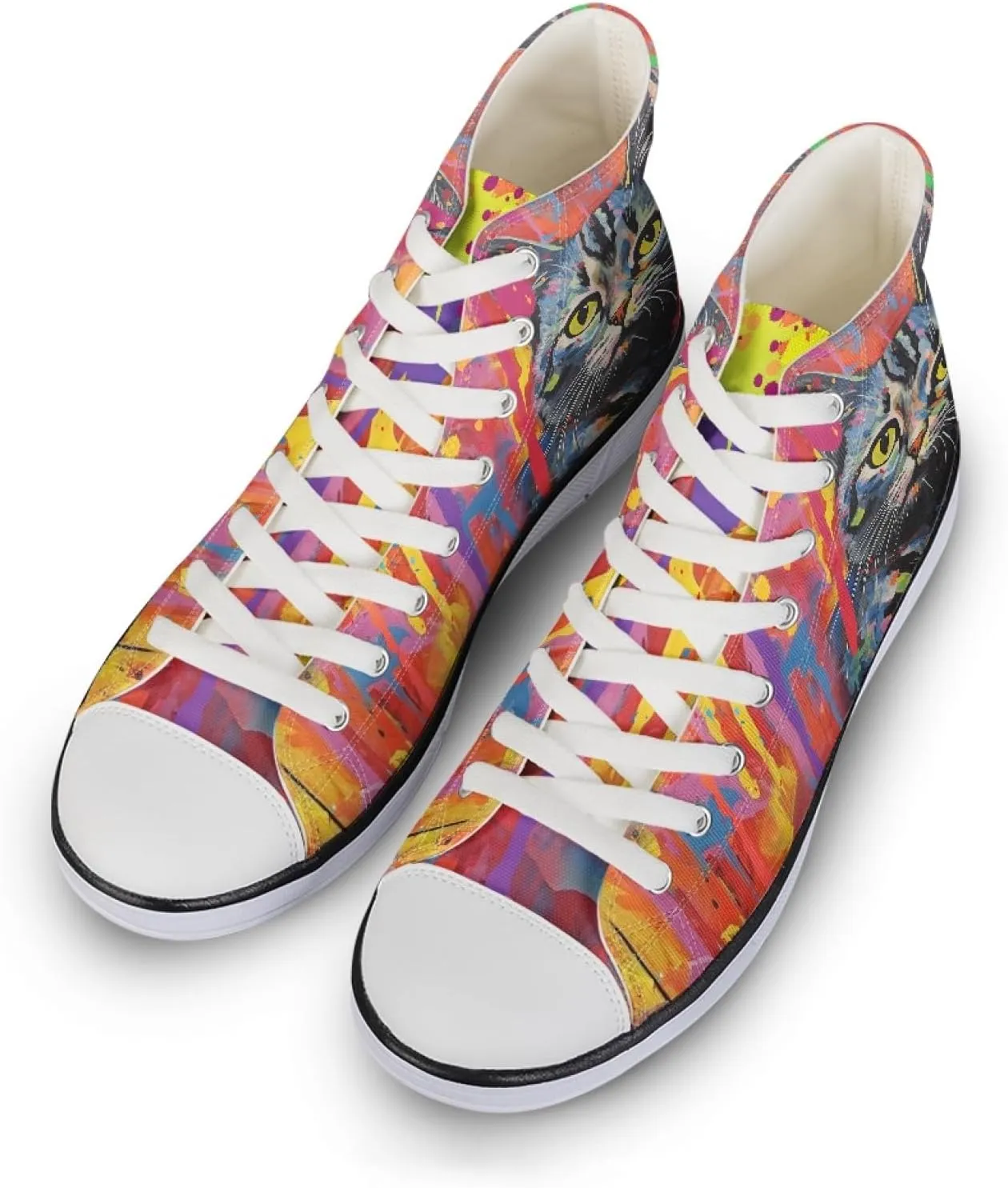 Canvas Shoes for Women Lightweight High Top Sneakers Teens Girls Cute Printed Lace Up Casual Classic Walking Shoes