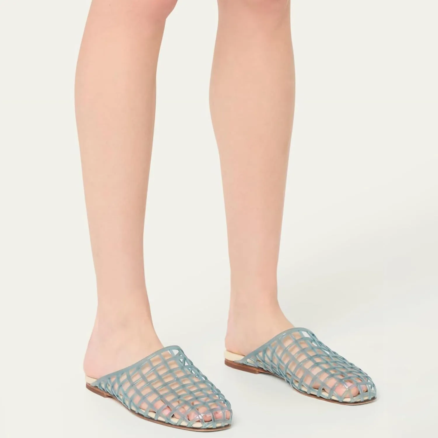 Caradise Jelly Shoes for Women Slip On Clear Mesh Flat Slides Closed Toe Jelly Sandals Mules Comfort Summer Slippers