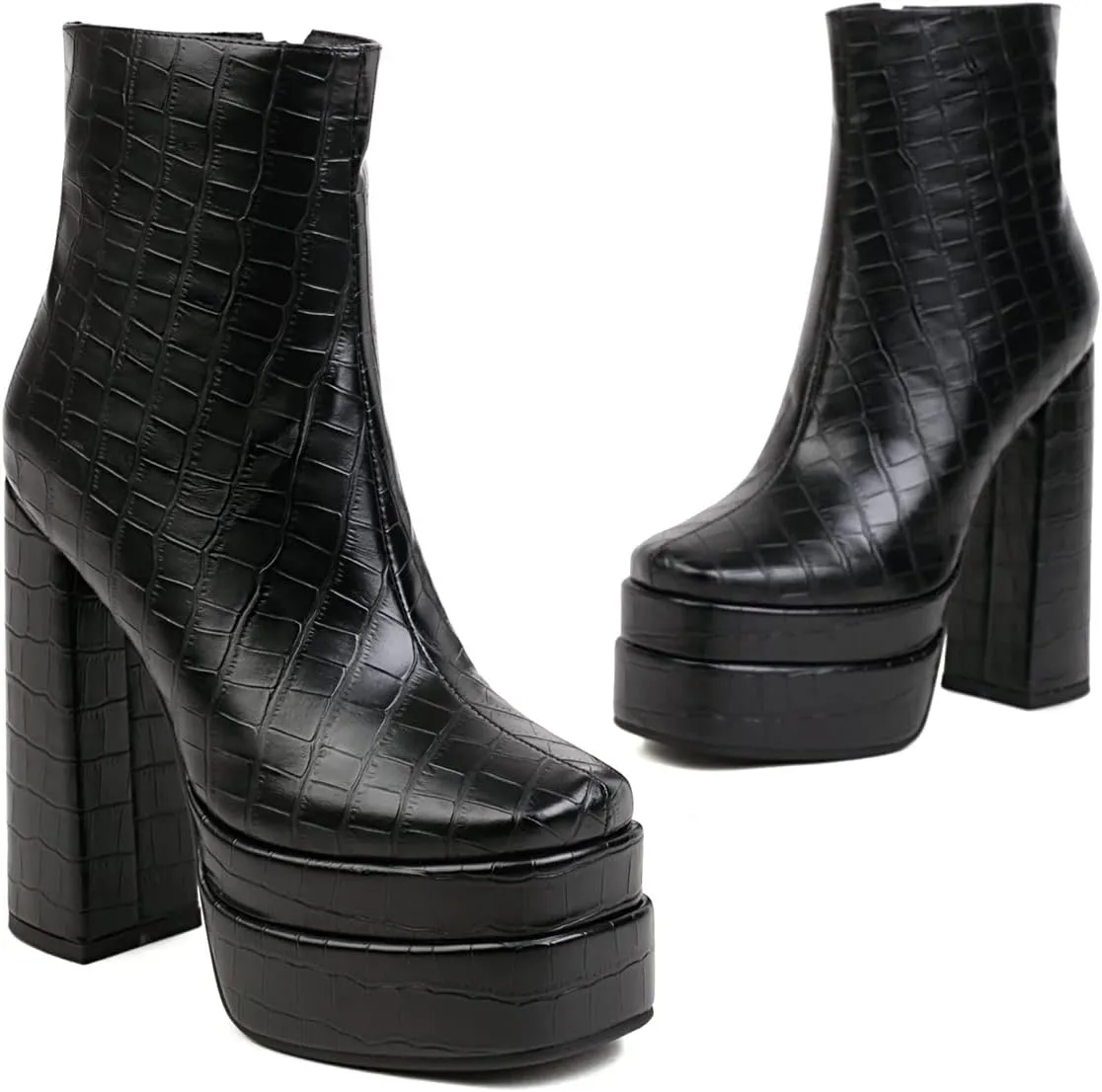 Carkuolary Women Fashion High Heel Ankle Boots