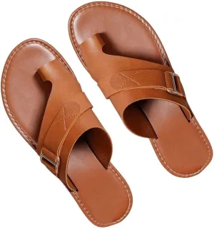 Cathalem Toe Ring Sandals for Women 2024 New Lightweight Orthopedic SandalsRing Loop Strap Flip Flops Flat Leather Sandals