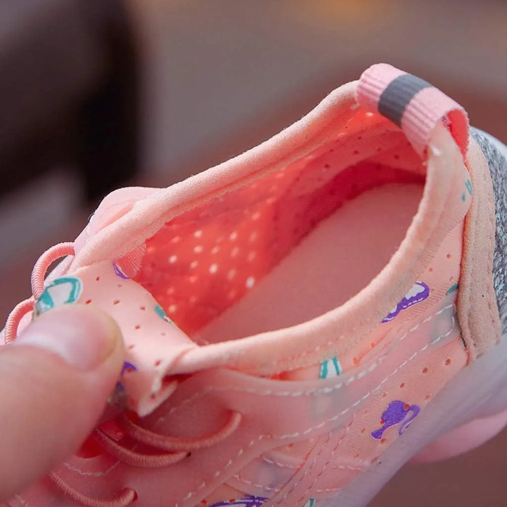 Children Kid Baby Girls Butterfly Crystal Luminous Sport Run Shoes Led Light Luminous Outdoor Sport Shoes